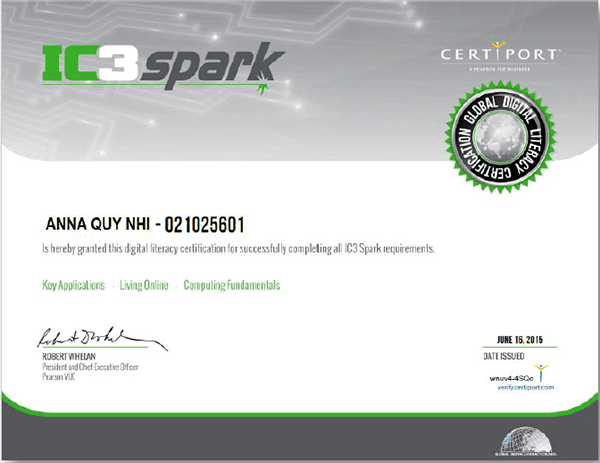 Chứng chỉ IC3 Spark
